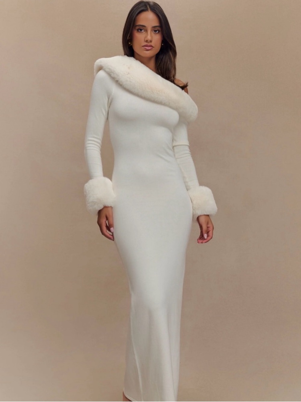 Meshki Karleigh Faux Fur Knit Maxi Dress